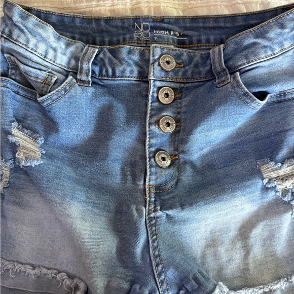 NOBO Pants - NOBO Blue High Rise Distressed Jean Shorts